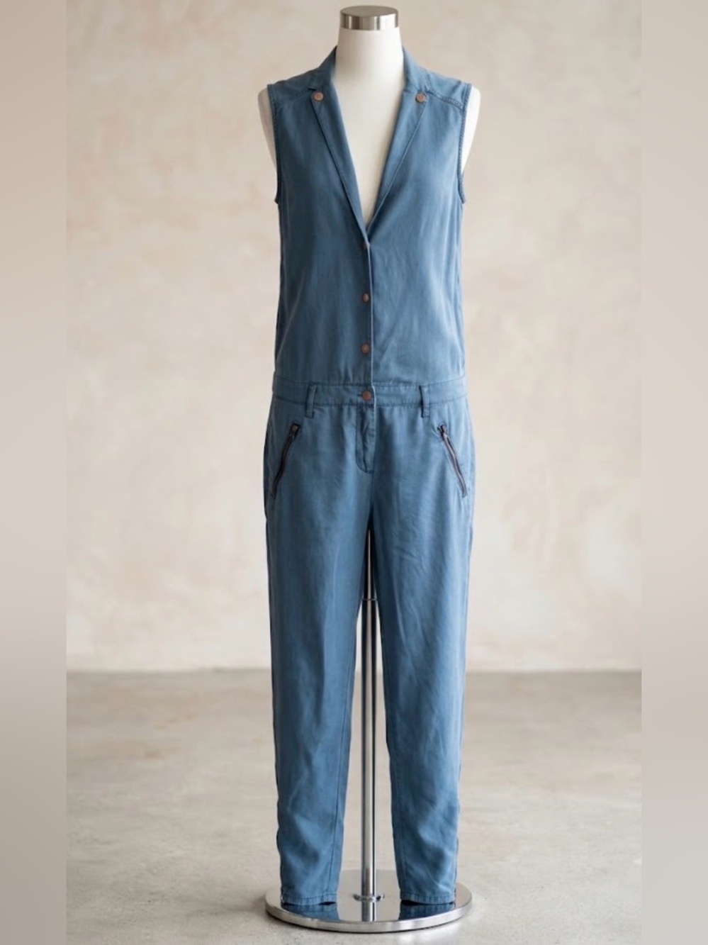 Miss Sixty Denim Collection Blue Utility Sleeveless Jumpsuit